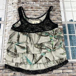 NWT Women’s Kamiseta Winniz Multicolored Laced Zipper Ruffled Tank Top (M) GG19